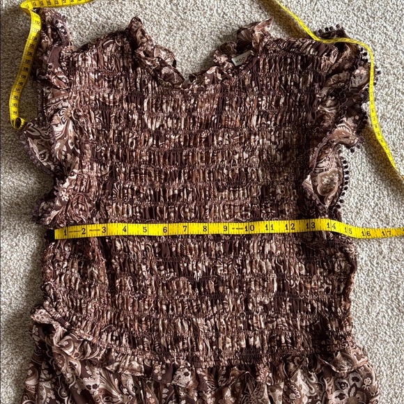 Moon River Beautiful Frills Copper Brown Midi Dress - Picture 3 of 4